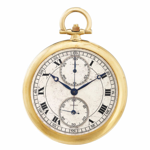 French yellow gold keyless chronograph watch Circa 1925