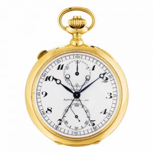Swiss gold split seconds chronograph watch Circa 1890