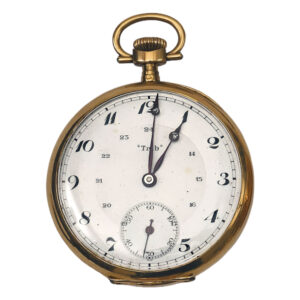 French 18K yellow gold open faced pocket watch Circa 1900