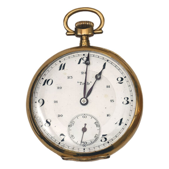 French 18K yellow gold open faced pocket watch Circa 1900