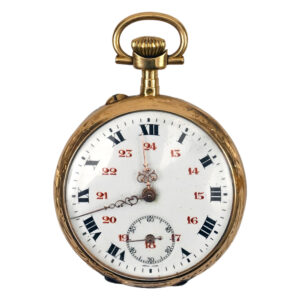 Swiss 18K yellow gold open faced pocket watch Circa 1900