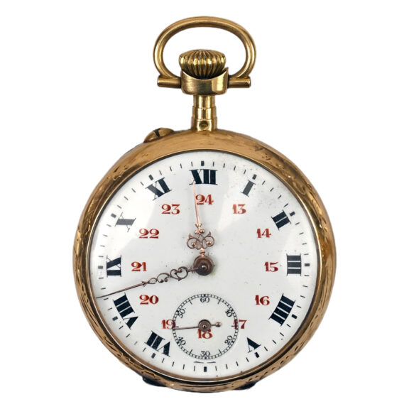 Swiss 18K yellow gold open faced pocket watch Circa 1900