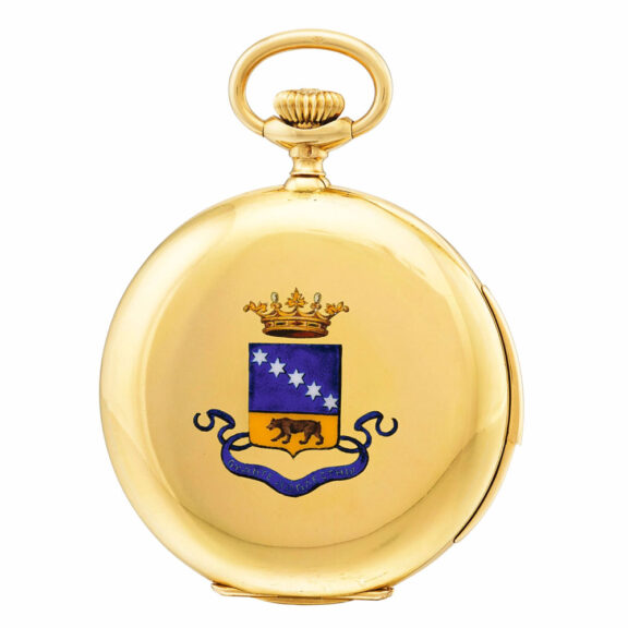 Swiss gold open faced minute repeating watch Circa 1905 Swiss gold open faced minute repeating watch Circa 1905