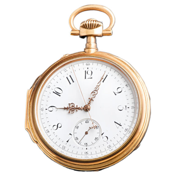 Swiss 18K gold open faced chronograph watch Circa 1900