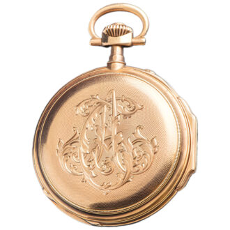 Swiss 18K gold open faced chronograph watch Circa 1900
