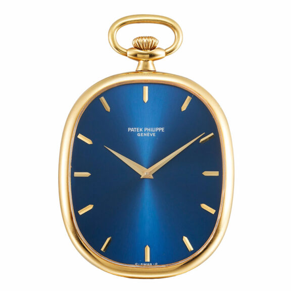 Swiss yellow gold oval open faced keyless watch Circa 1981 Swiss yellow gold oval open faced keyless watch Circa 1981