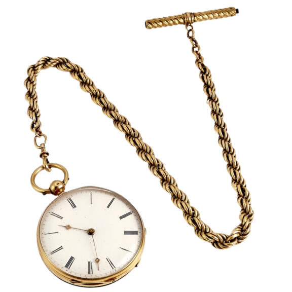 Swiss 18K yellow gold open faced pocket watch Circa 1900