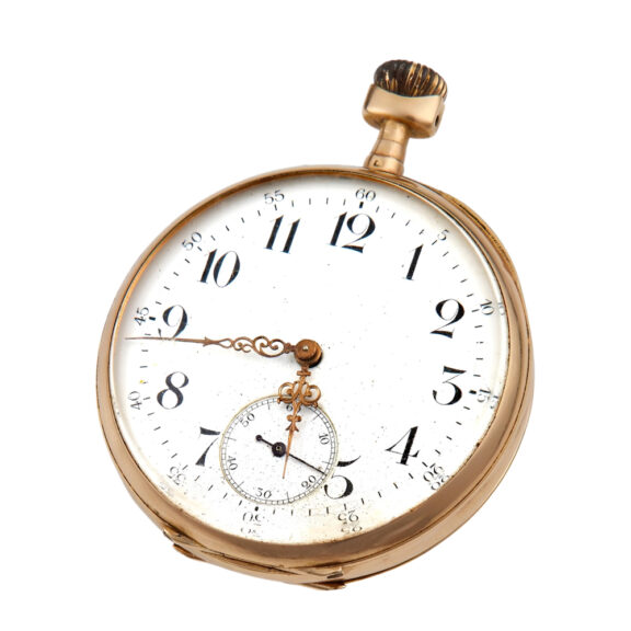 Swiss 18K rose gold open faced pocket watch Circa 1900