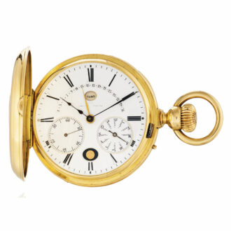Swiss gold half hunting cased calendar watch Circa 1880