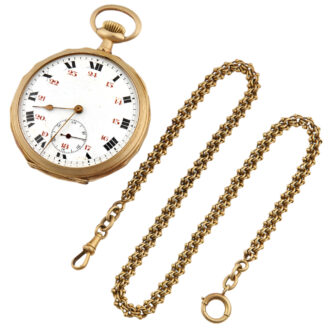 Swiss 18K yellow gold open faced pocket watch Circa 1900