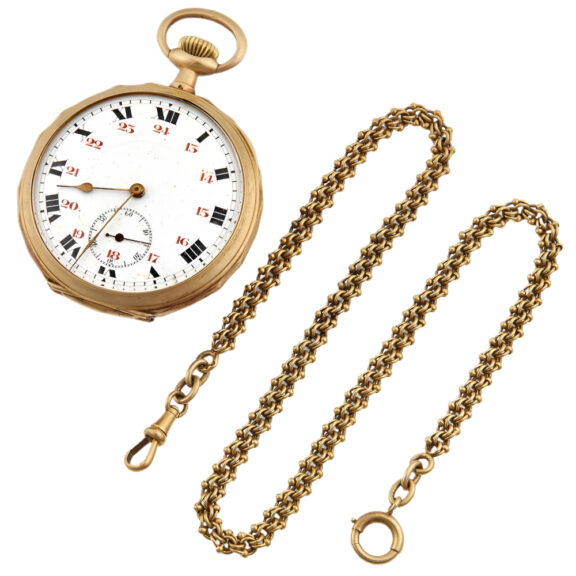 Swiss 18K yellow gold open faced pocket watch Circa 1900