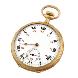 Swiss 18K yellow gold open faced pocket watch Circa 1900