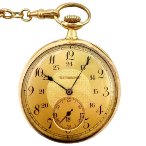 Swiss 18K yellow gold pocket watch with chain Circa 1900
