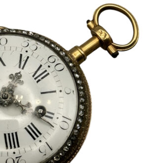 French 18K yellow gold diamond set pocket watch Circa 1830