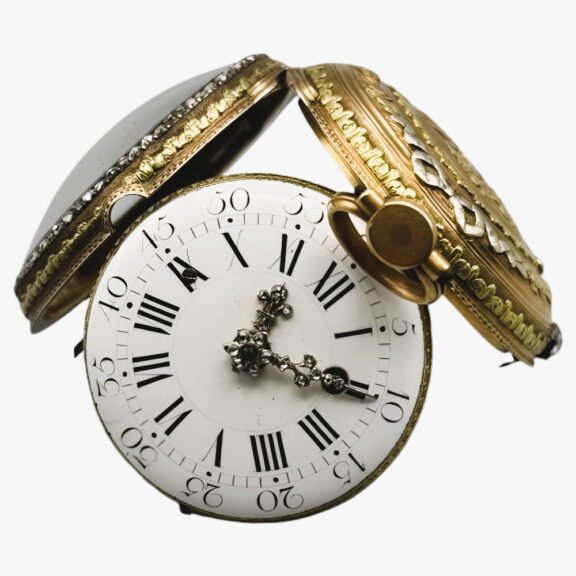 French 18K yellow gold diamond set pocket watch Circa 1830