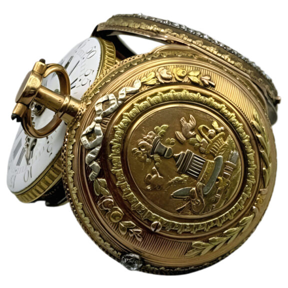 French 18K yellow gold diamond set pocket watch Circa 1830 French 18K yellow gold diamond set pocket watch Circa 1830