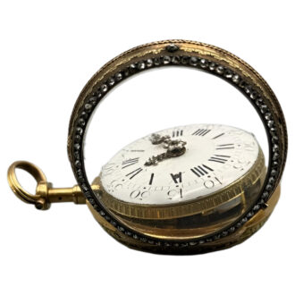 French 18K yellow gold diamond set pocket watch Circa 1830