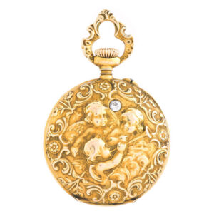 Fine and elegant 14 carat gold and diamond-set lady’s keyless Swiss pendant watch Circa 1900
