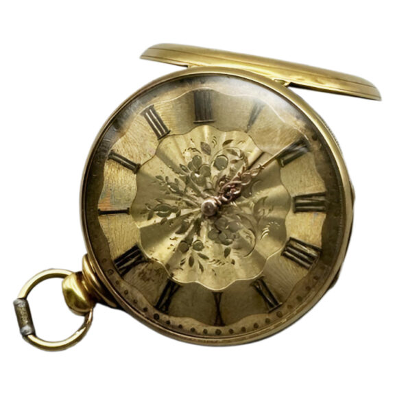 French yellow gold open faced pocket watch Circa 1860