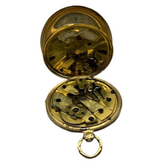 Swiss 18K yellow gold open faced pocket watch Circa 1860