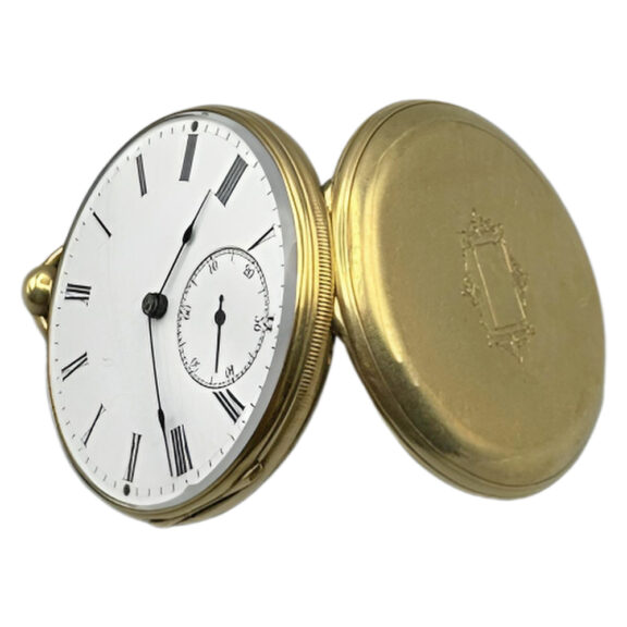 Swiss 18K yellow gold open faced pocket watch Circa 1860