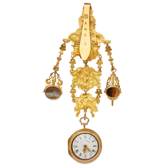 English 18K gold verge repoussé chatelaine watch Circa 1771