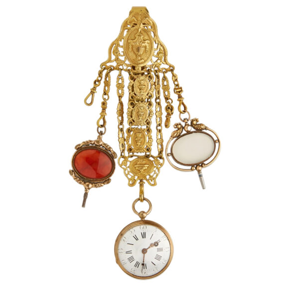 French gilt metal pocket watch with chatelaine Circa 1760