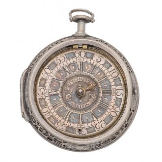 English silver pair cased quarter repeating verge watch Circa 1730