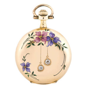 Fine and elegant 14 carat gold lady’s hunting cased keyless Swiss pendant watch Circa 1890