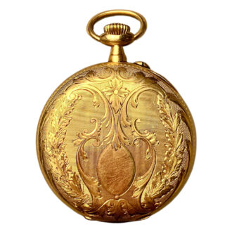 Swiss 18K gold pocket watch with 24 hour dial Circa 1900
