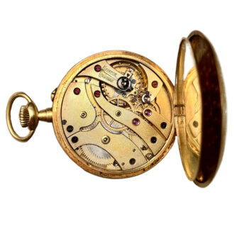 Swiss 18K gold pocket watch with 24 hour dial Circa 1900
