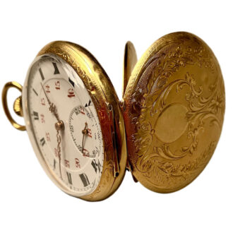 Swiss 18K gold pocket watch with 24 hour dial Circa 1900