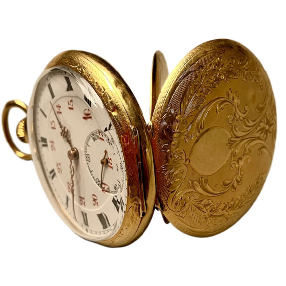 Swiss 18K gold pocket watch with 24 hour dial Circa 1900 Swiss 18K gold pocket watch with 24 hour dial Circa 1900