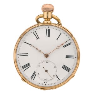 Fine Swiss 18 carat gold open faced lever watch Circa 1890