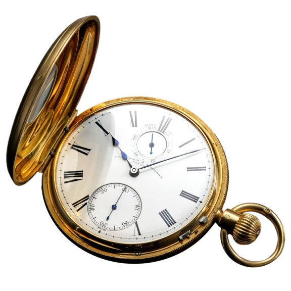 English 18K yellow gold half hunter pocket watch Circa 1890