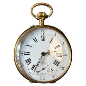 French or Belgian 18K gold open faced pocket watch Circa 1900
