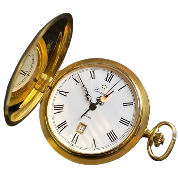 Swiss 18K gold full hunter watch with date Circa 1990