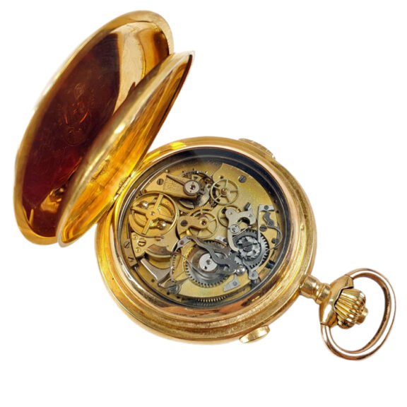 Swiss gold repeating pocket chronograph watch Circa 1910 Swiss gold repeating pocket chronograph watch Circa 1910