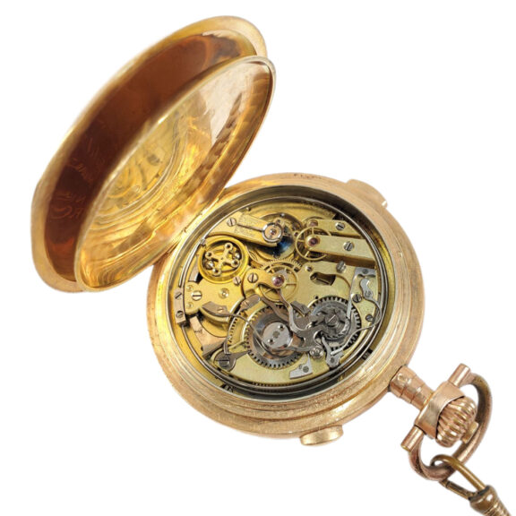 Swiss gold minute repeating chronograph Circa 1910 Swiss gold minute repeating chronograph Circa 1910