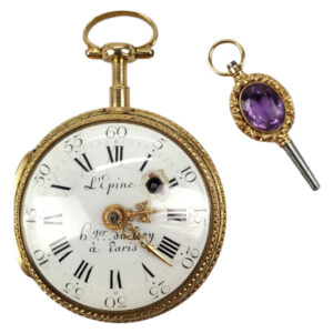 French 18K yellow gold open faced pocket watch Circa 1780
