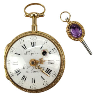 French 18K yellow gold open faced pocket watch Circa 1780