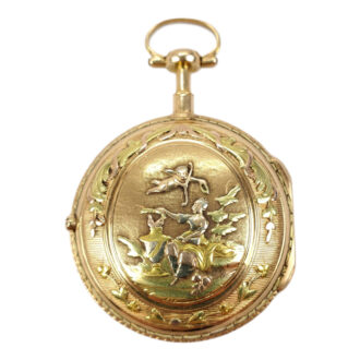 French 18K yellow gold open faced pocket watch Circa 1780
