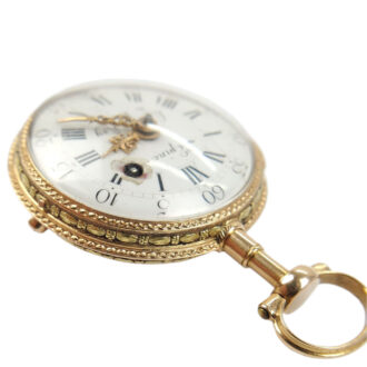 French 18K yellow gold open faced pocket watch Circa 1780