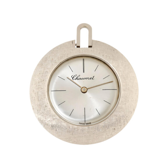 French 18K white gold open faced pocket watch Circa 1970