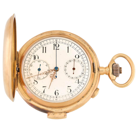 Swiss 18K gold minute repeating chronograph Circa 1900 Swiss 18K gold minute repeating chronograph Circa 1900