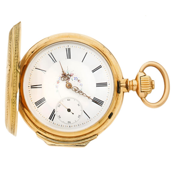 Swiss 18K yellow gold full hunter pocket watch Circa 1900