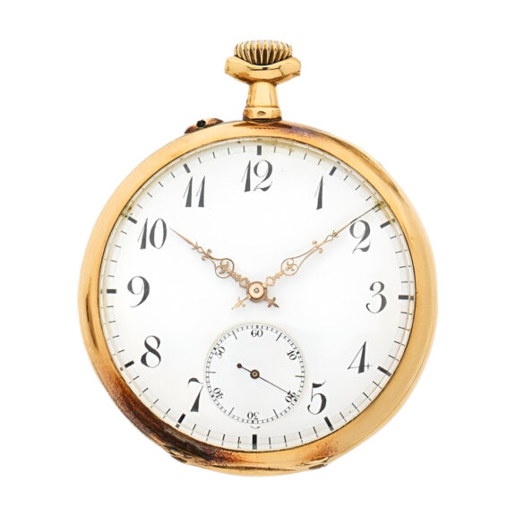 French 18K yellow gold open faced pocket watch Circa 1900