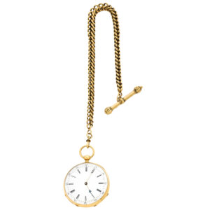 French 18K yellow gold open faced pocket watch Circa 1850