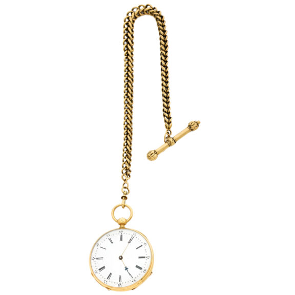 French 18K yellow gold open faced pocket watch Circa 1850