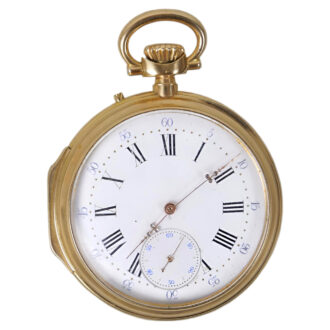 French 18K yellow gold open faced pocket watch Circa 1900